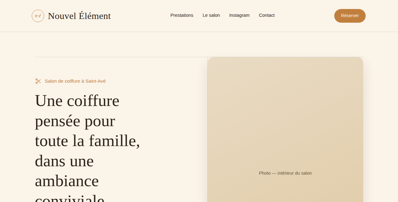 Aperçu du site Salon Nouvel Élément